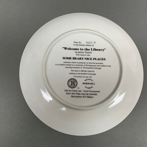 The Bradford Exchange Welcome to the Libeary Collectible Plate No. 5327B -8 1/8" - Picture 4 of 5